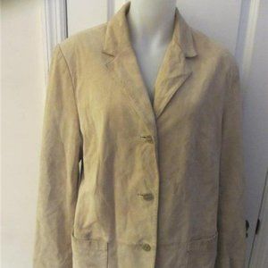 LORD & TAYLOR BEIGE SUEDE BUTTON DOWN JACKET  1X